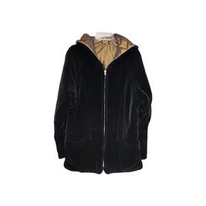 Vintage currentseen Jacket Womens Sz S Black Velvet Quilted Gold Metalic 90s